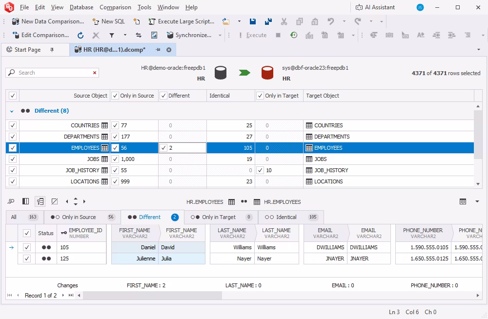 dbForge Data Compare for Oracle