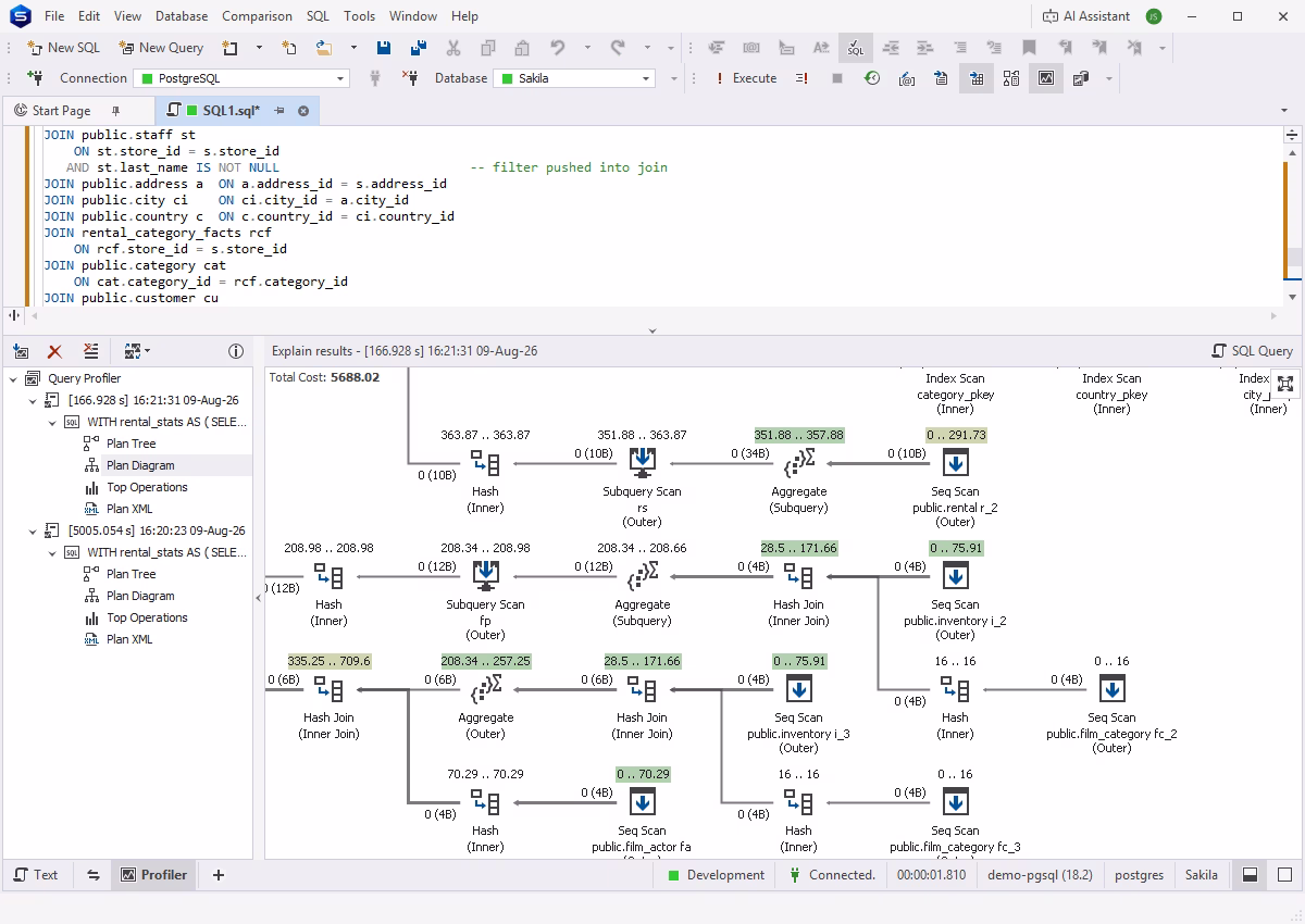 Query Profiler - dbForge Studio for PostgreSQL