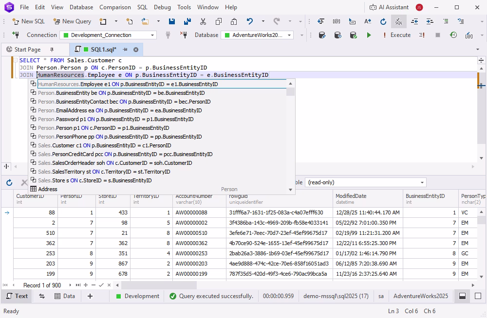 SQL development