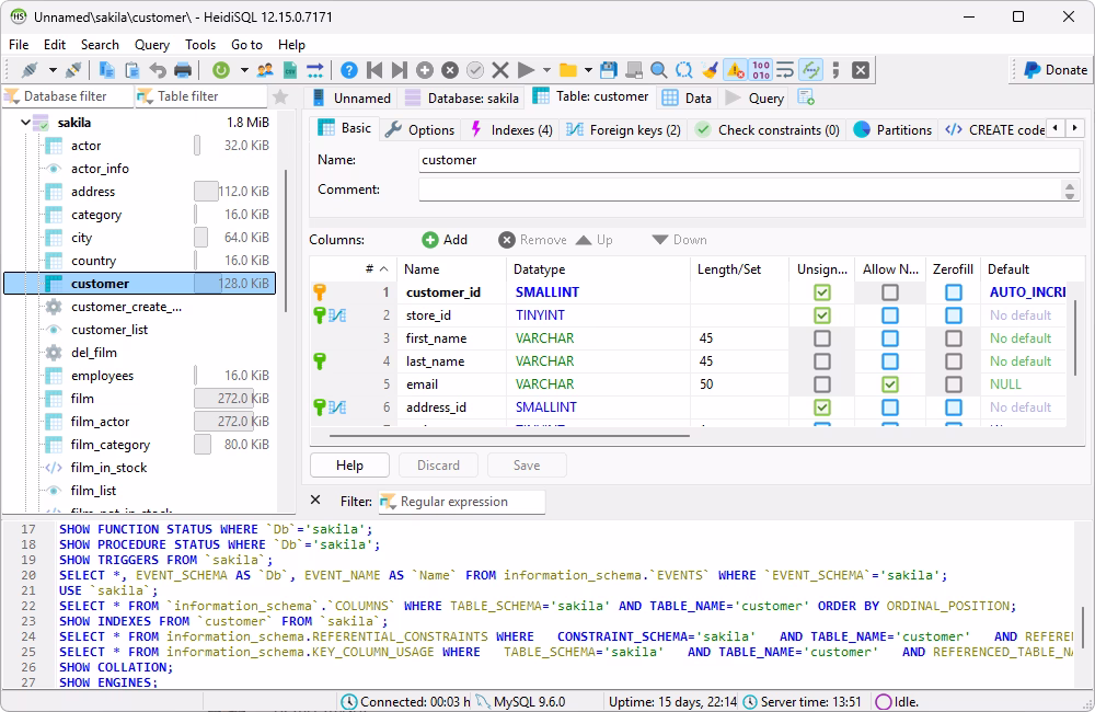 HeidiSQL GUI tool