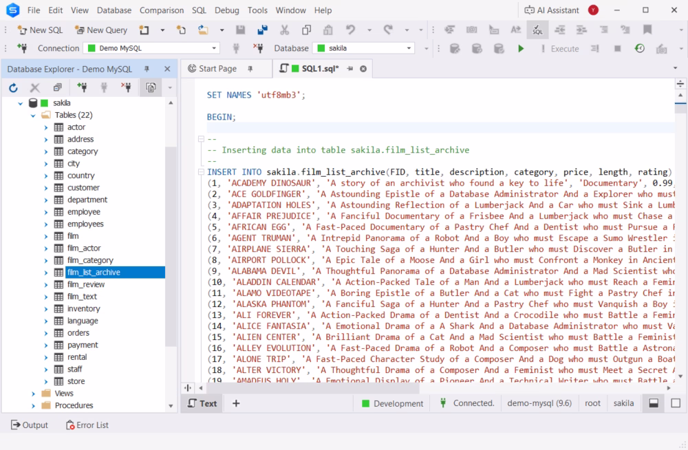 Generating an import script