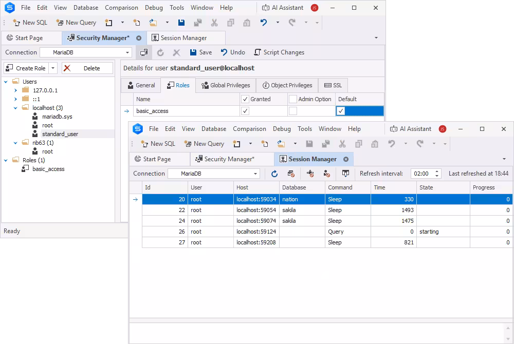 MariaDB client - database administration tool