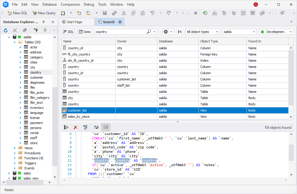 Data analysis and reporting via a MySQL client tool