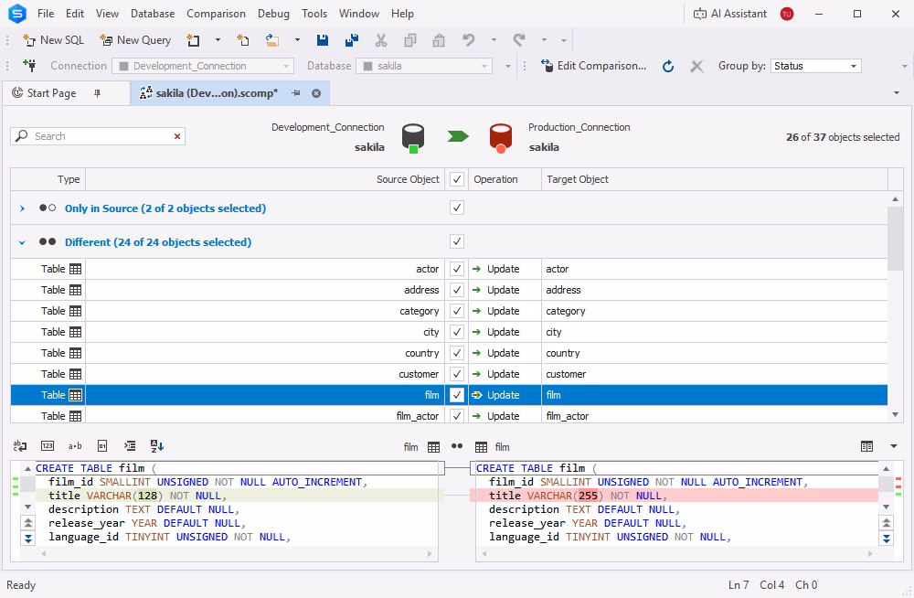 Database management with a MySQL GUI tool