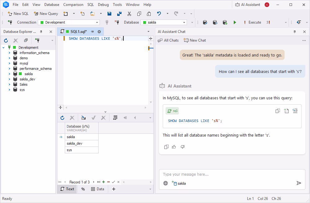 AI Assistant generating a query on a prompt