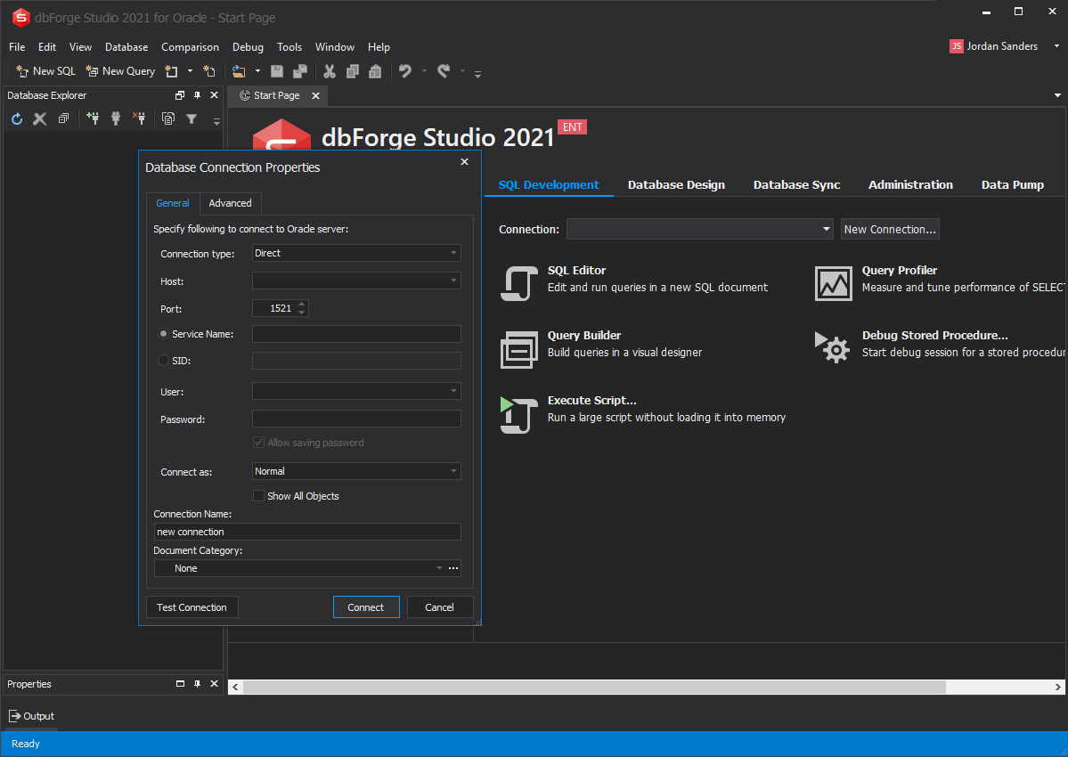 Database connection properties