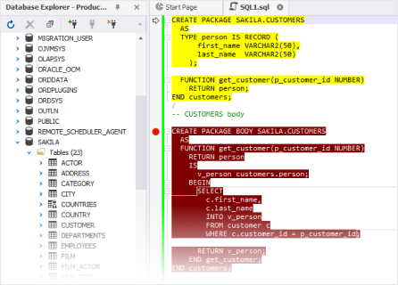 dbForge Studio for Oracle - PL/SQL Debugger