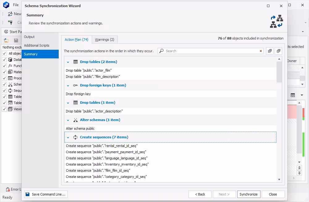 Action plan for synchronization