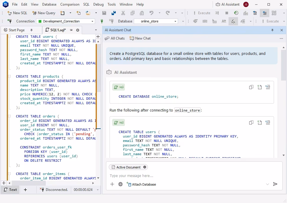 AI Assistant troubleshooting a SQL query