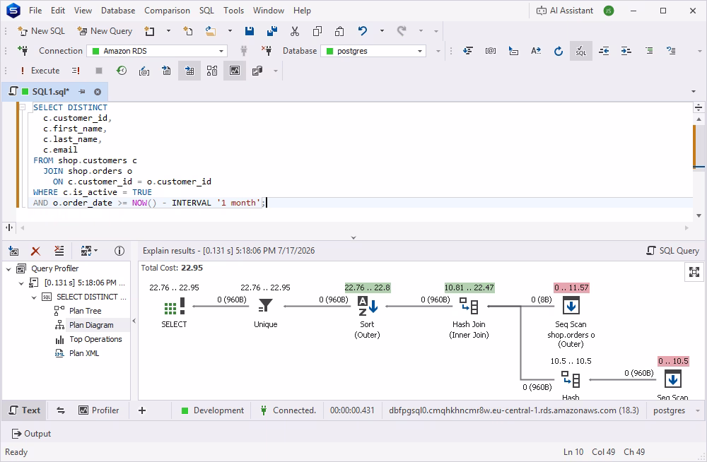 Query Profiler showing an execution diagram