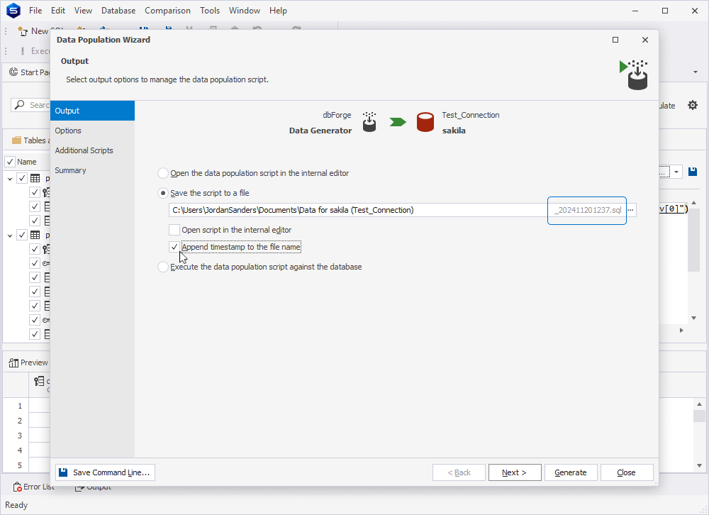 Create a filename with a timestamp