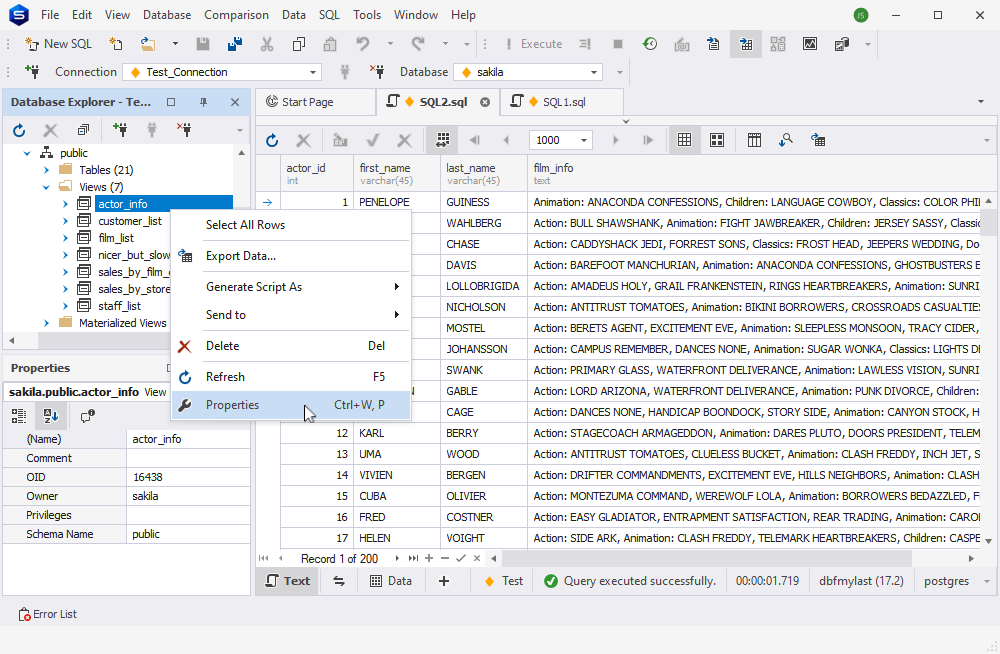 Postgres Explorer feature - Viewing Database Schema Information