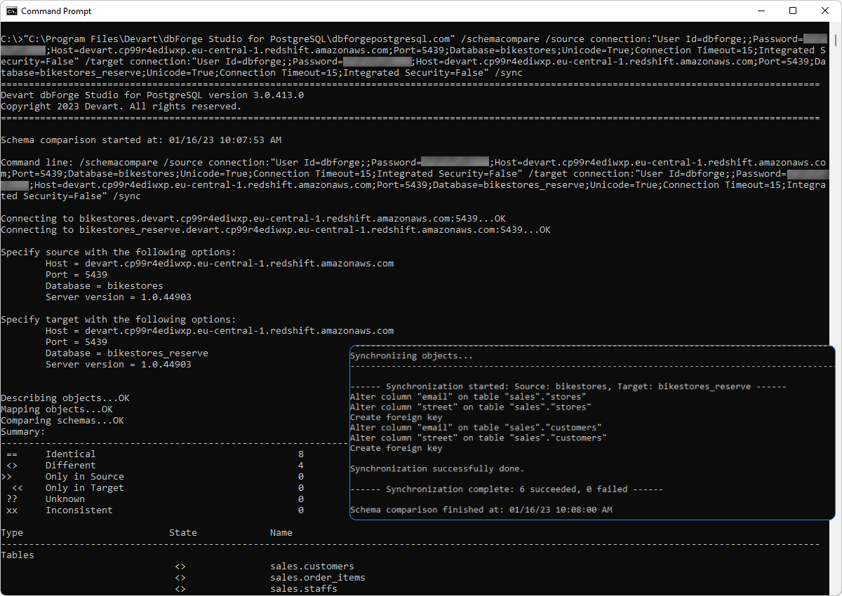 Schema comparison and synchronization automation