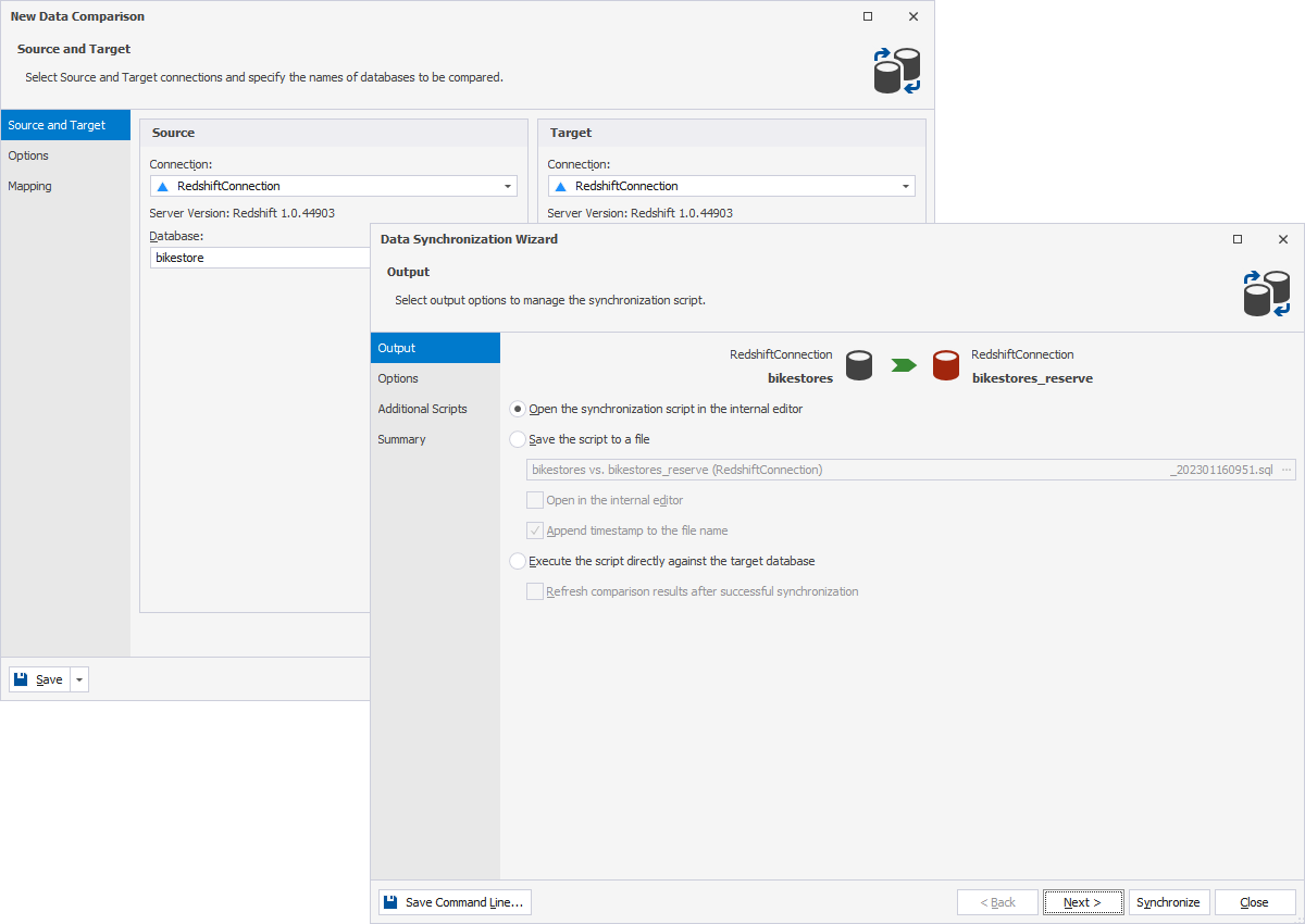 dbForge Studio for PostgreSQL - Data Comparison Wizard