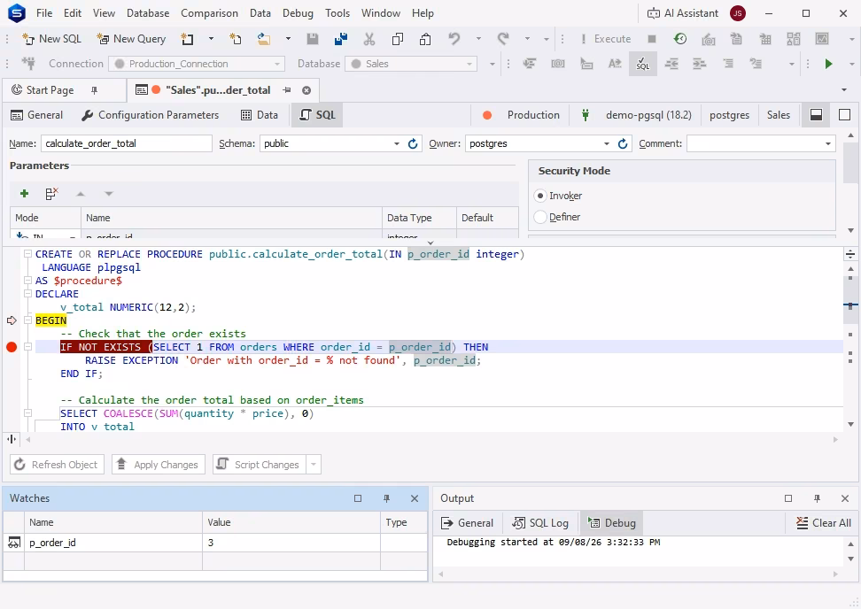 PostgreSQL Debugger