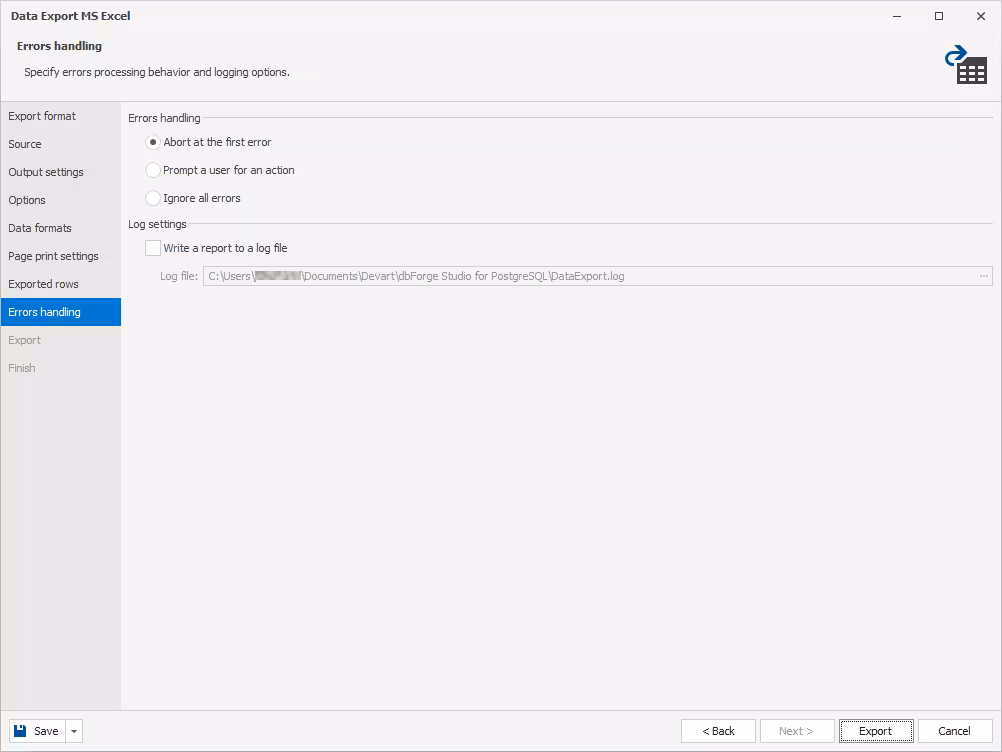 Error handling behavior