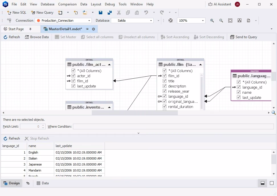 Master-Detail Browser in dbForge Studio for PostgreSQL