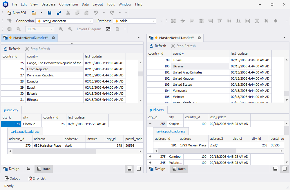 Sorting data in Master-Detail Browser for PostgreSQL