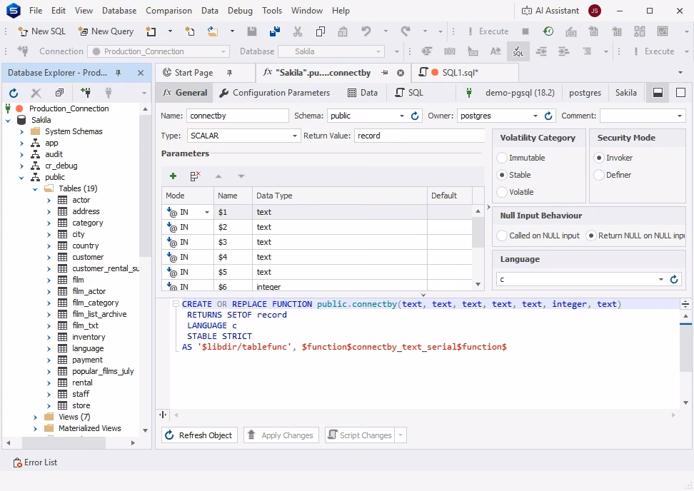 Visual table editor in dbForge Studio for PostgreSQL