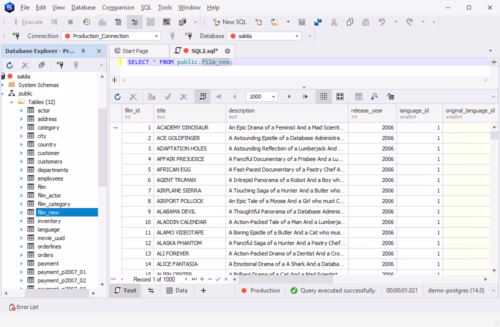 Exported data