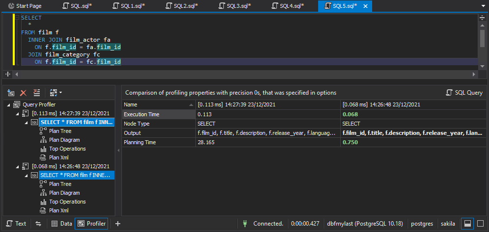 dbForge Studio for PostgreSQL - PosgtreSQL-Abfrage-Optimierung