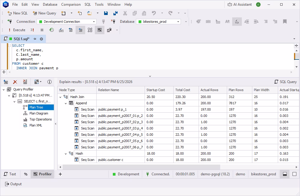 Query plan tree in PostgreSQL Query Profiler