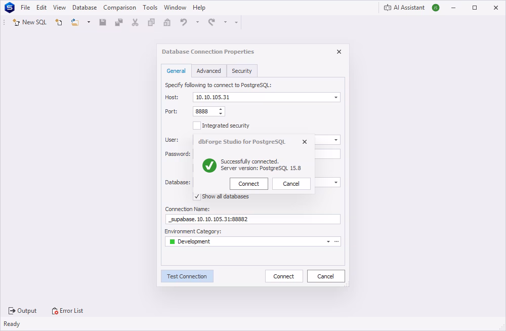 Connecting to Supabase from dbForge Studio for PostgreSQL