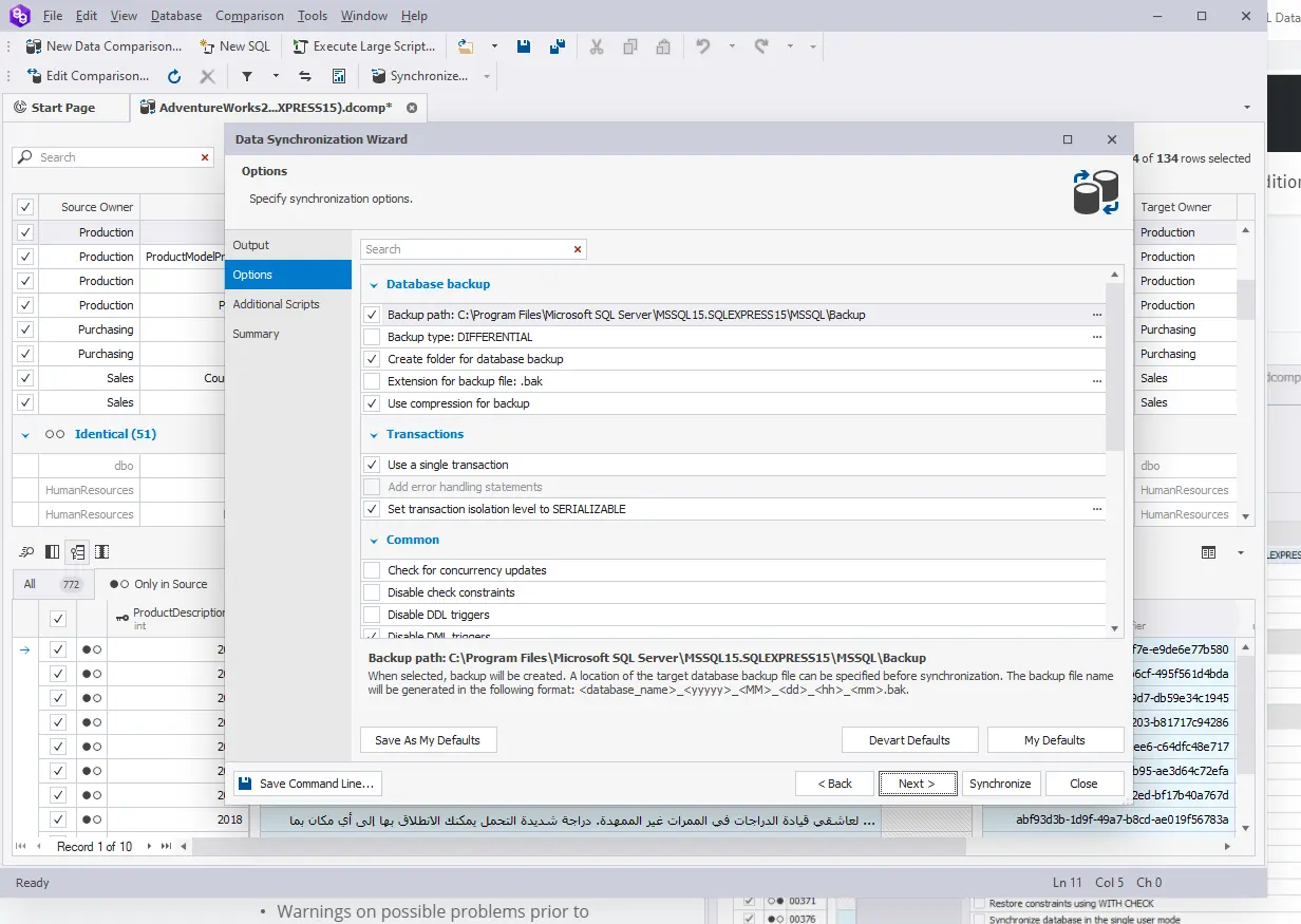 Sync data to a target database