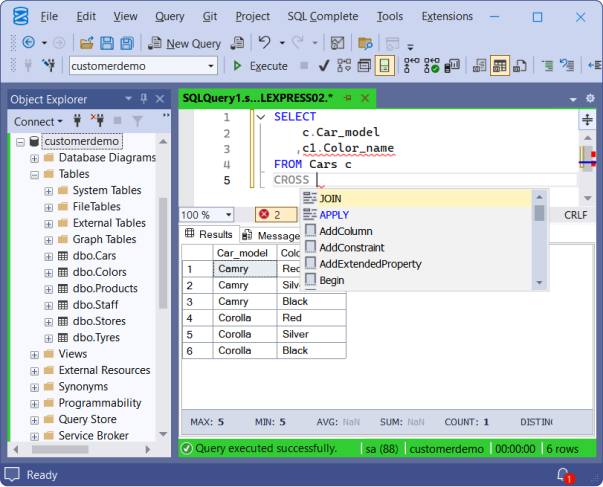 What is CROSS JOIN in SQL Server with example in SQL Complete