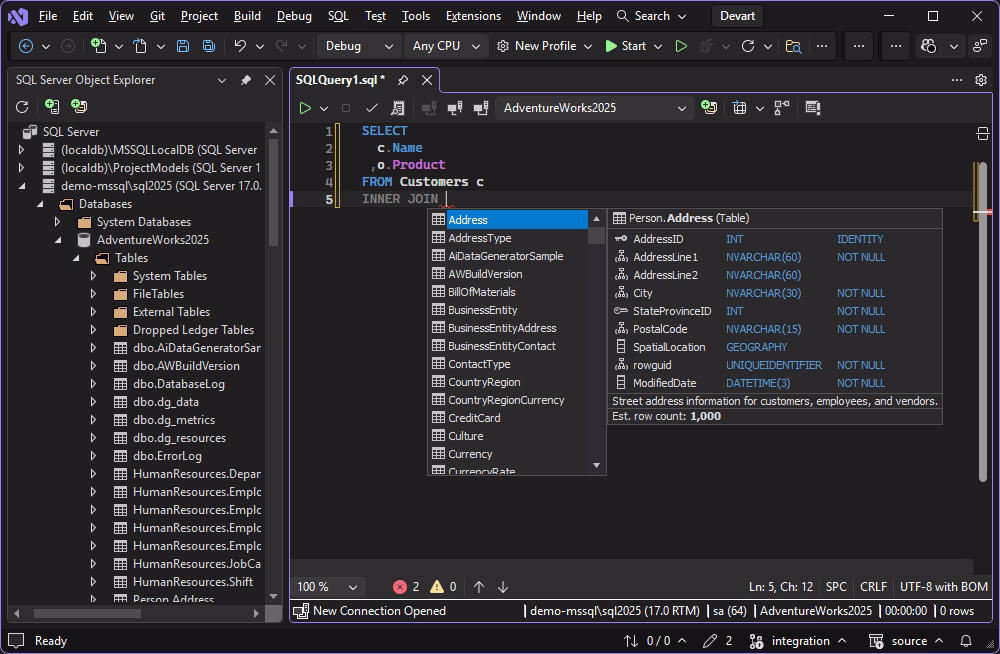 Smart JOIN condition suggestions for faster SQL query writing