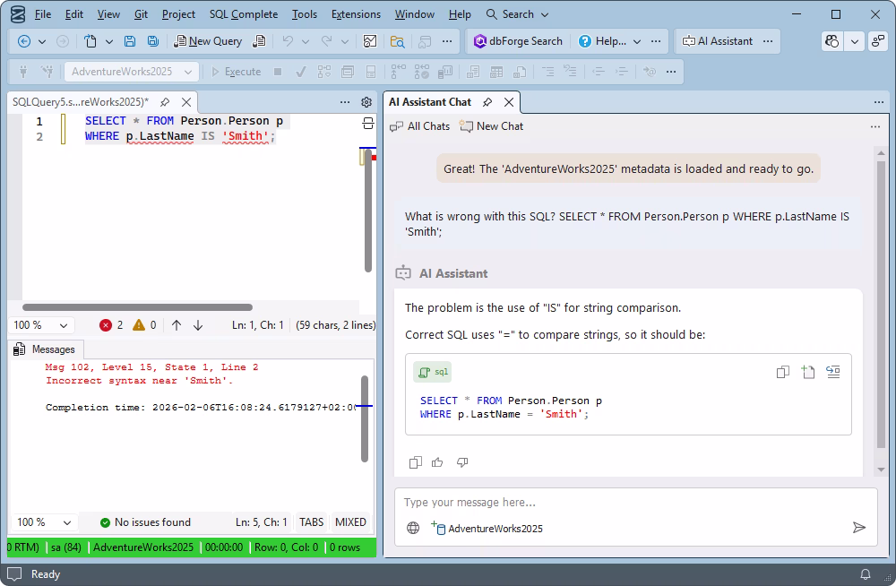 AI SQL troubleshooting
