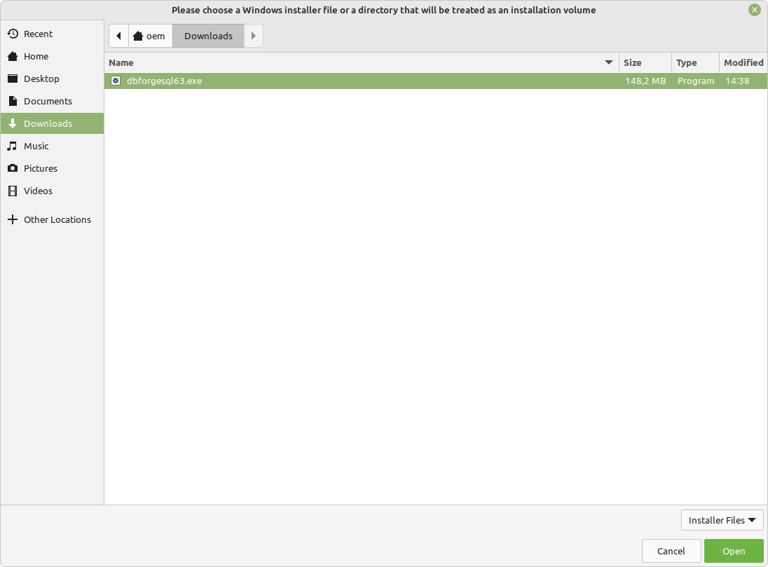 Choose the installer
