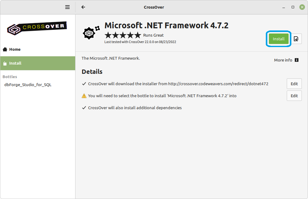 Continue installing .NET Framework 4.7.2