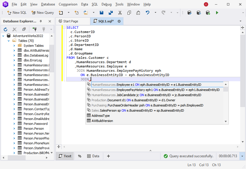 Database development via dbForge Studio