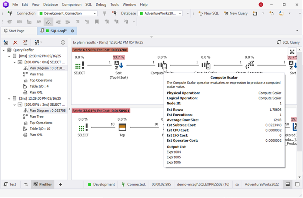 Visualize queries with SQL Query Profiler Plan Diagram 