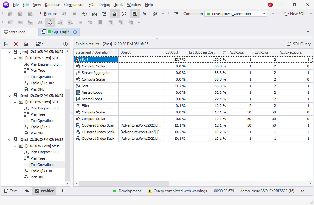 View the most time-consuming operations in top operations list