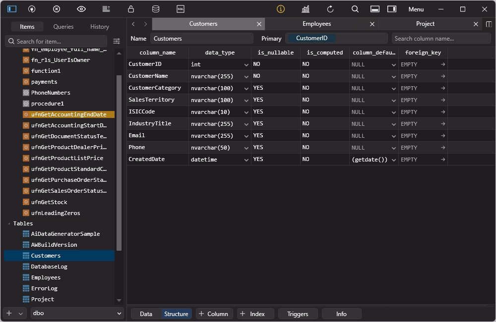 TablePlus - table data displayed