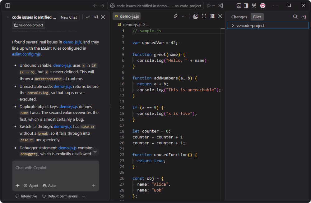GitHub Copilot providing AI-assisted code suggestions in VS Code