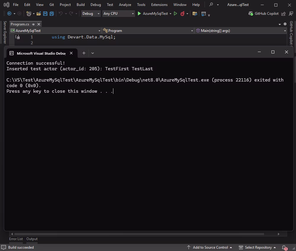The new record inserted successfully