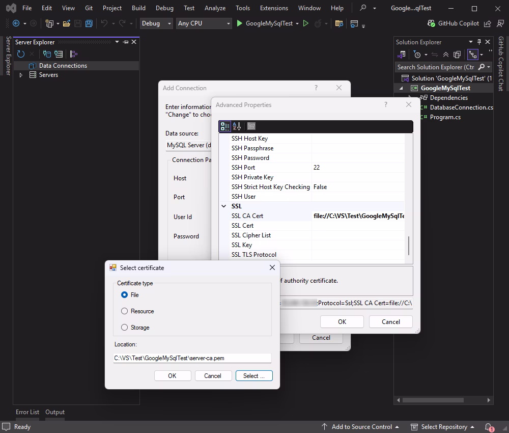 Specify certificate details