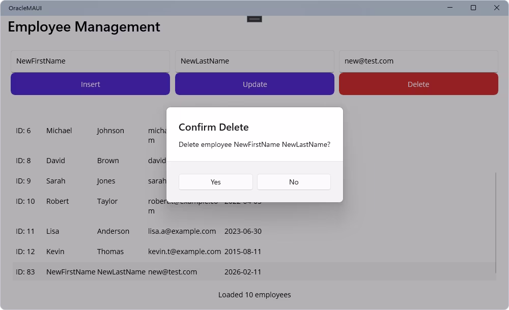 Confirm delete action