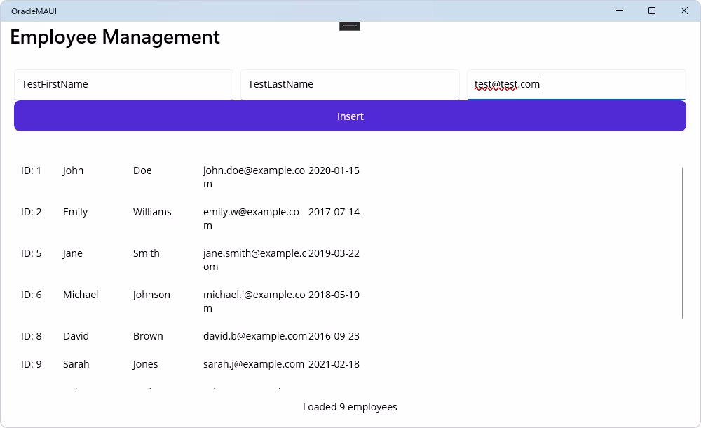 Add email fields to Oracle Database
