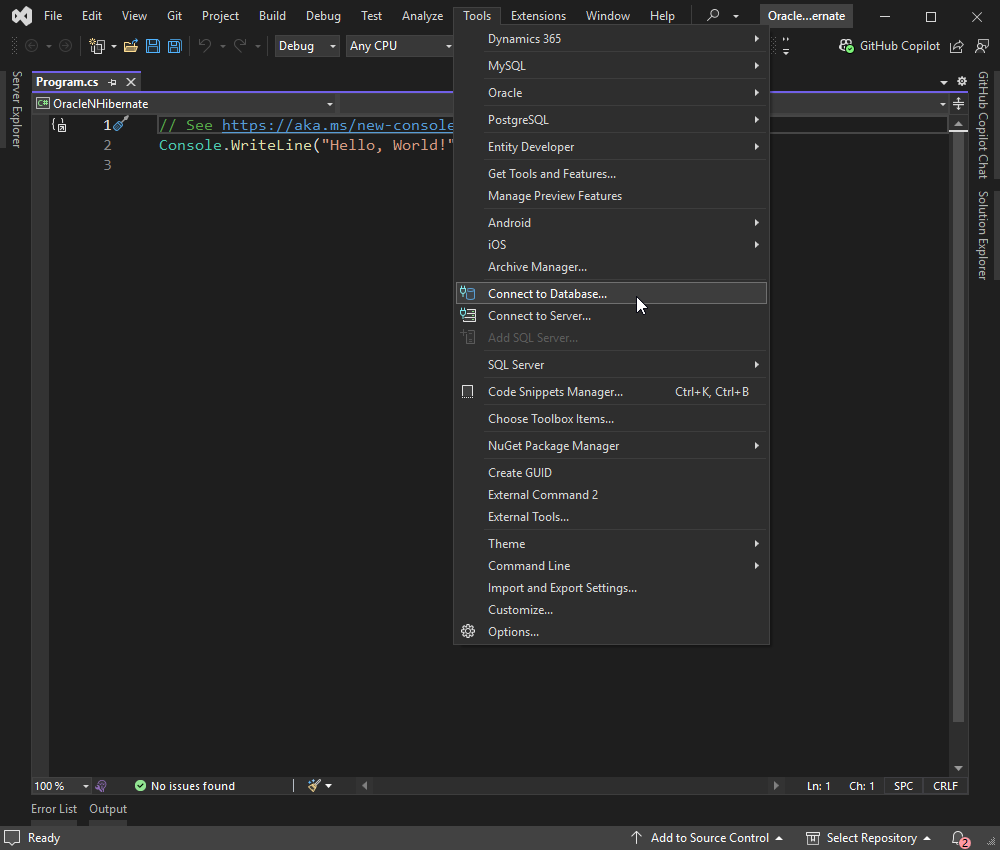 Add an Oracle connection