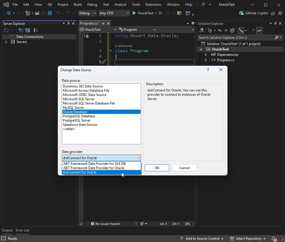 Select dotConnect for Oracle
