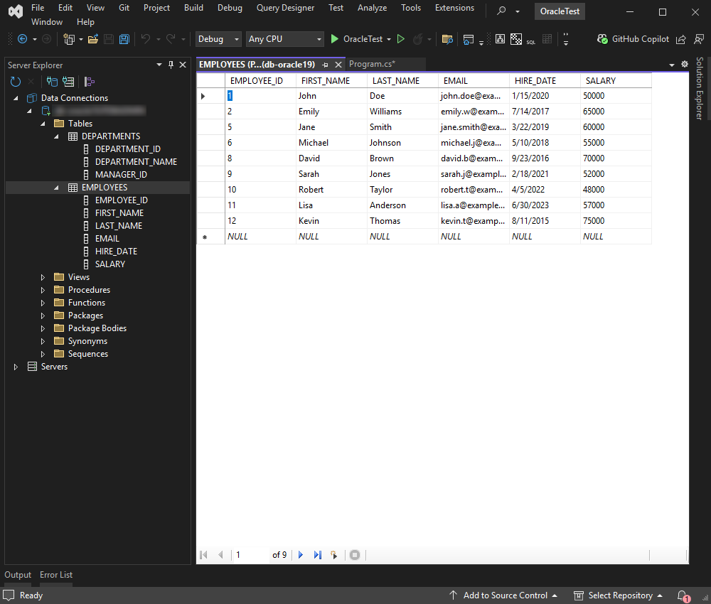 Manage the database in Data Explorer