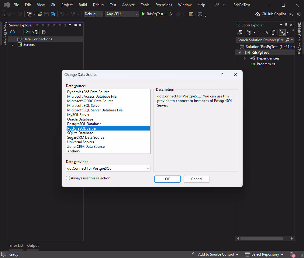 Connect to Amazon RDS for PostgreSQL using the Data Explorer