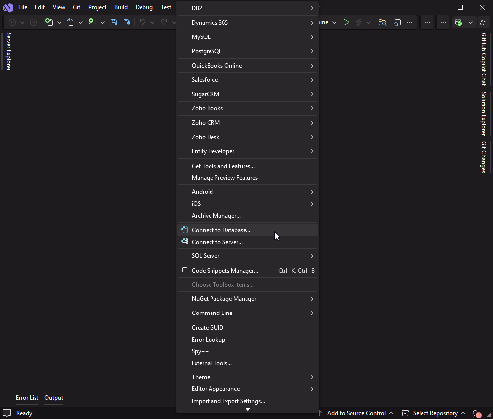 Connect to PostgreSQL using Data Explorer in Visual Studio