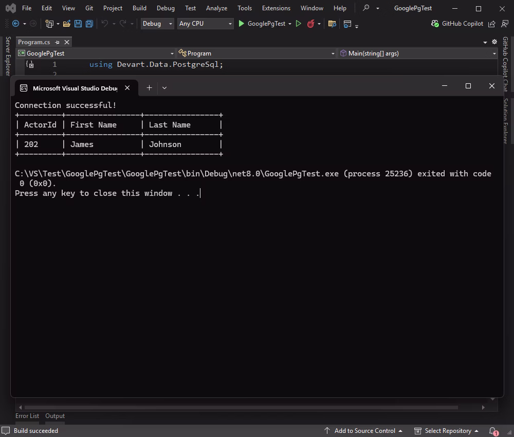 Successfully updated record in a Cloud SQL for PostgreSQL database