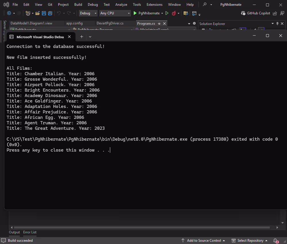 View the insert operation results
