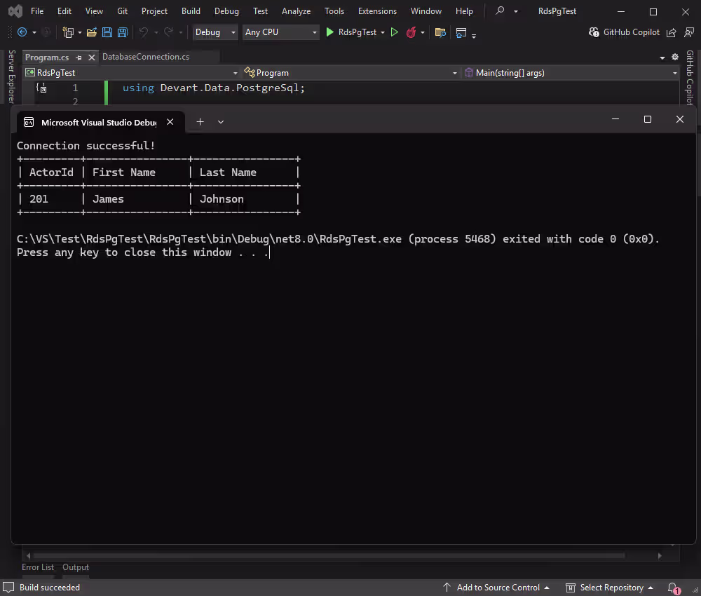 Successfully updated record in Amazon RDS for PostgreSQL